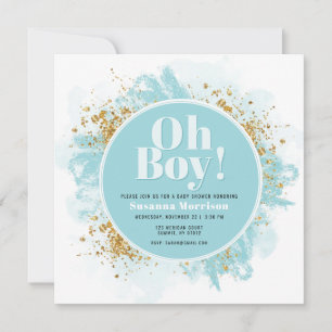 Carte Oh garçon Baby shower aquarelle Parties scintillan