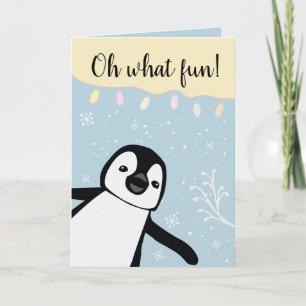 Carte Oh, quel plaisir   Pingouin   Noël familial   Phot