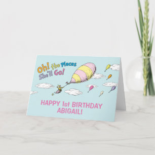 Carte Oh, The Places She'll Go! - Premier Anniversaire