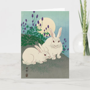 Carte Ohara Koson, deux lapins - Art Japonais