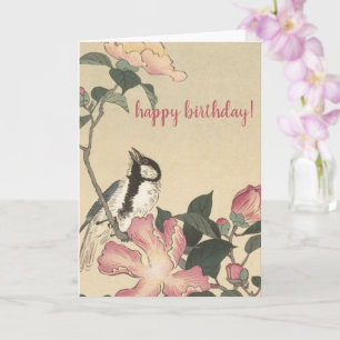Carte Ohara Koson, Oiseaux et Fleurs roses - Anniversair