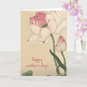 Carte Ohara Koson, Pink Lotus, Fête des mères d'art japo