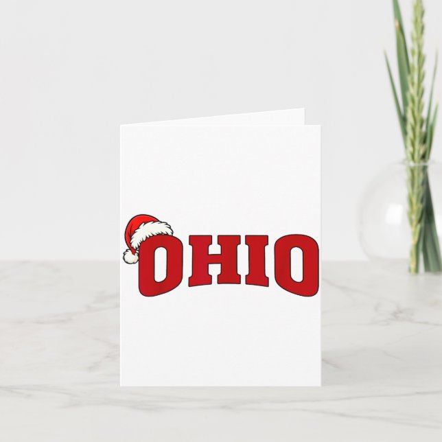 Carte Ohio Christmas Santa Hat Retro Throwback Souvenir  (Devant)