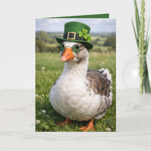Carte Oie de la Saint-Patrick avec des lunettes
