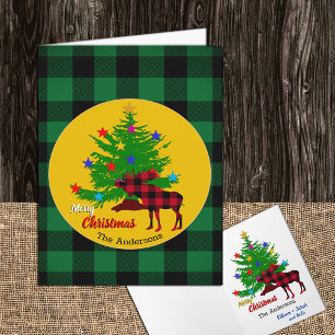 Carte Oie rustique, Arbre de Noël, Nom de famille, Plaid