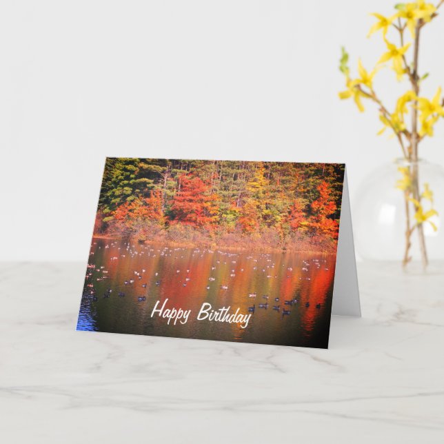Carte Oies du Canada dans la nature d'automne Anniversai (Fleur jaune)