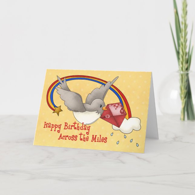 Carte Oiseau arc-en-ciel à travers les kilomètres (Devant)