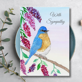 Carte Oiseau Bleu Aquarelle Sympathie Dans Arbre De Wist