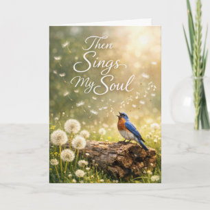 Carte Oiseau bleu d'anniversaire chantant un hymne