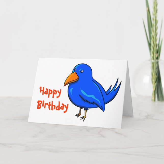 Carte Oiseau bleu de bonheur Anniversaire (Devant)