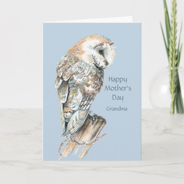 Carte Oiseau de hibou de grange d'humour de grand-maman (Devant)