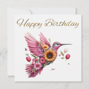 Carte Oiseau de mer avec des fleurs Joyeux anniversaire