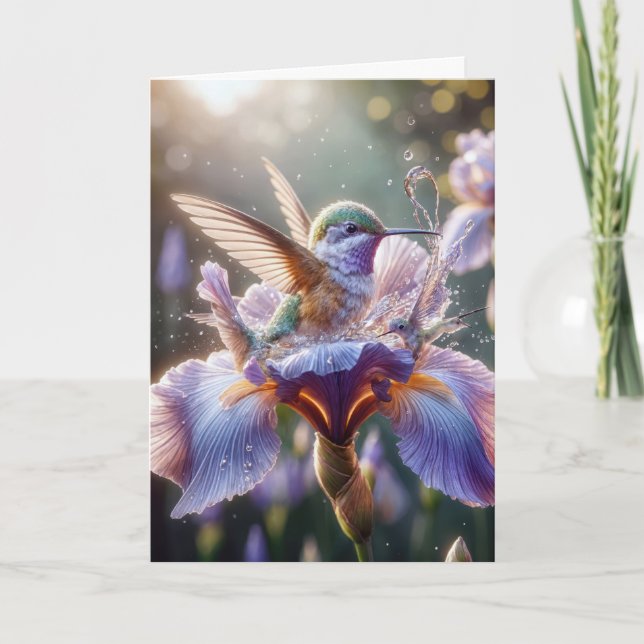 Carte Oiseau de mer dans une fleur d'iris (Devant)
