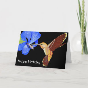 Carte Oiseau de mer et Hibiscus bleu Joyeux anniversaire