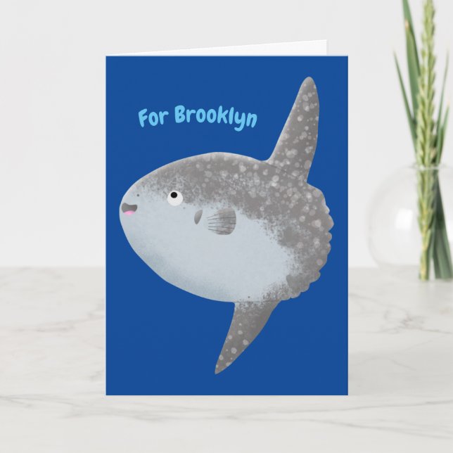 Carte Oiseau de mer mola mola mignonne caricature (Devant)