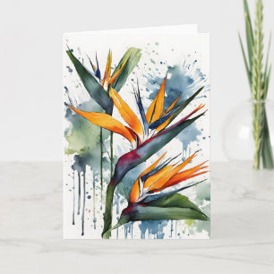 Carte Oiseau de Paradis - Fleurs aquarelle