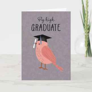 Carte Oiseau de remise des diplômes vole haut