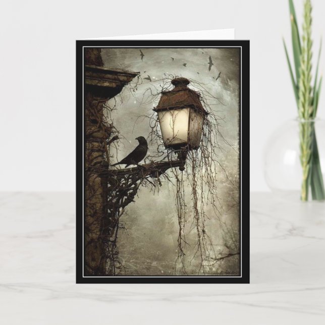 Carte Oiseau D'Halloween Sur Une Lanterne Arthur Rackham (Devant)