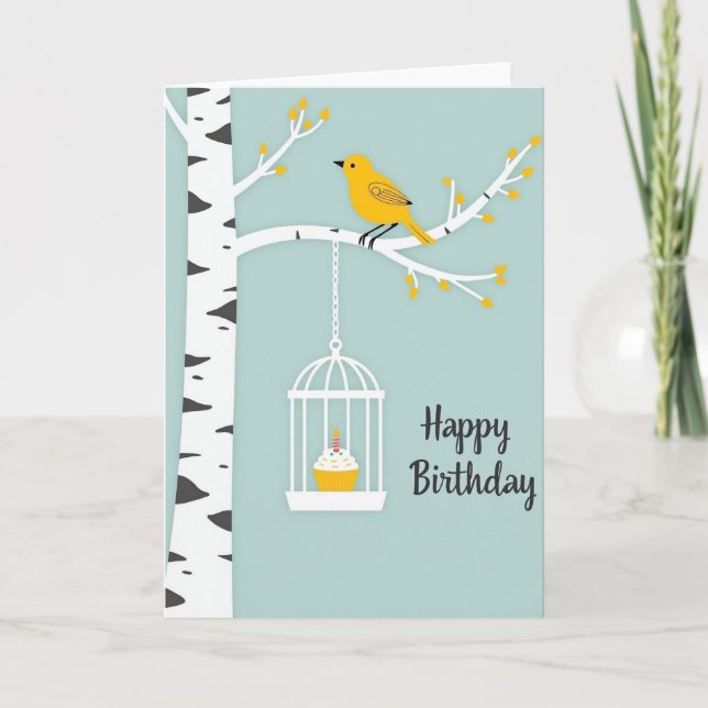 Carte Oiseau Jaune Joyeux (Devant)
