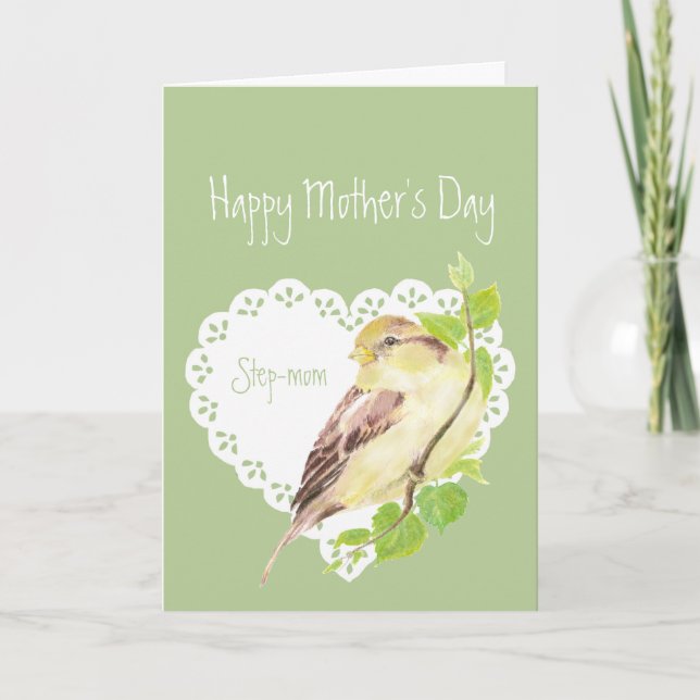 Carte Oiseau mignon de moineau de belle-mère du jour de (Devant)