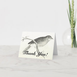 Carte Oiseau perché sur une branche, "Merci !"