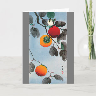 Carte Oiseau sur un arbre persimmon, Watanabe Seitei