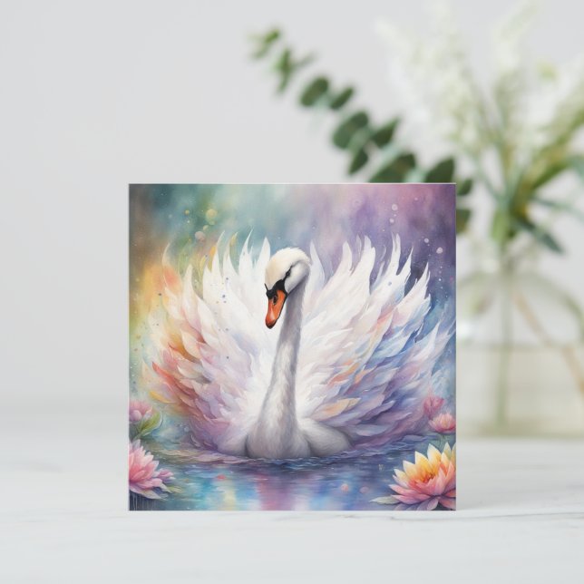 Carte Oiseaux arc-en-ciel Swan 1 (Debout devant)