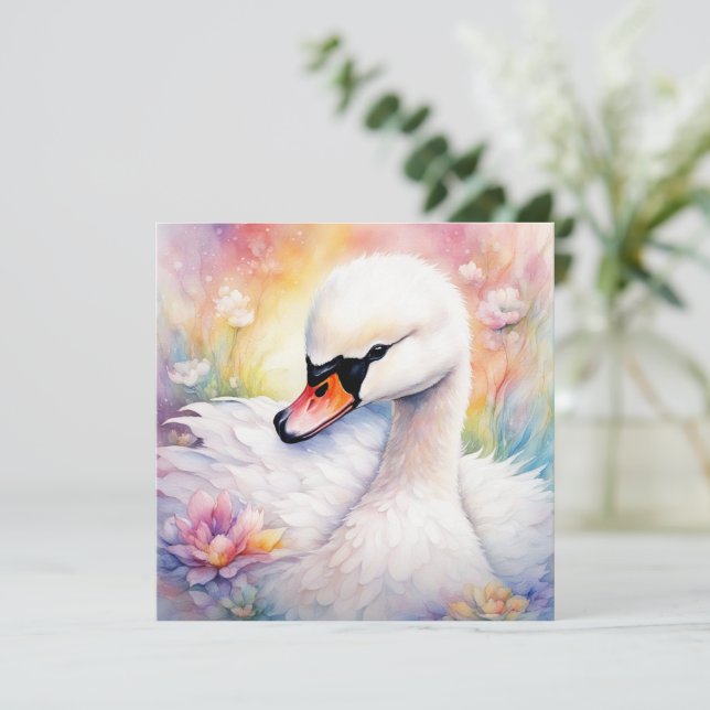 Carte Oiseaux arc-en-ciel Swan 3 (Debout devant)