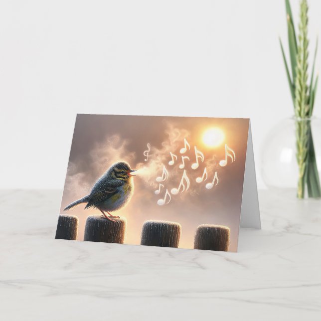 Carte Oiseaux Chantant Le Matin Soleil Anniversaire (Devant)