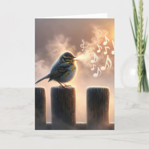 Carte Oiseaux D'Anniversaire Chantant Dans Morning Mist