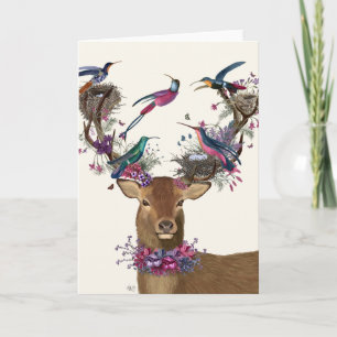 Carte Oiseaux de cerfs, nids d'oiseaux tropicaux