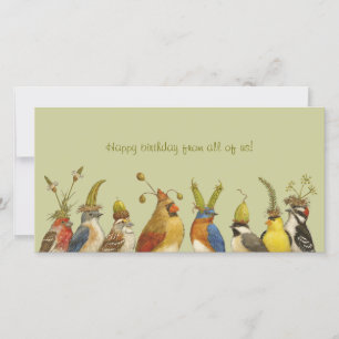 Carte Oiseaux de fête pour un joyeux anniversaire de nou
