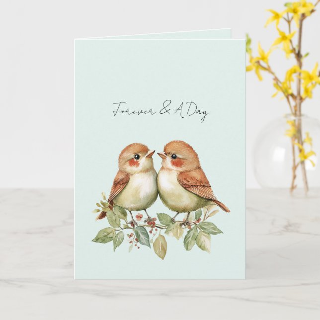 Carte Oiseaux de l'amour éternel Mint (Fleur jaune)