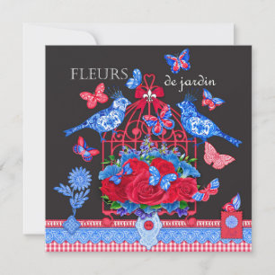 Carte Oiseaux de porcelaine de fleur et oiseaux