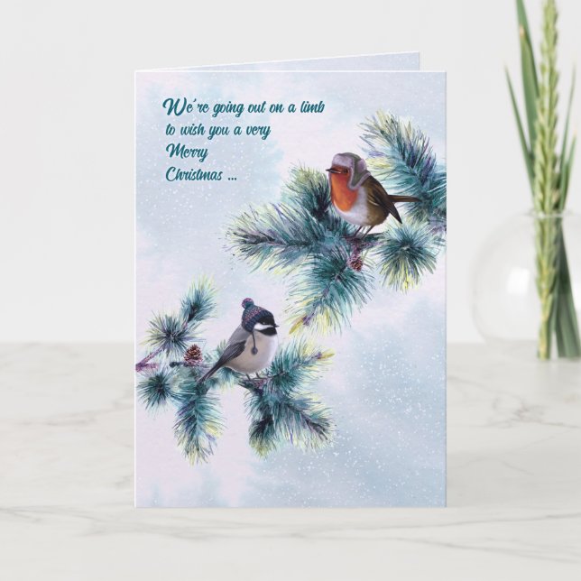 Carte Oiseaux d'hiver sortant sur Noël de membre (Devant)