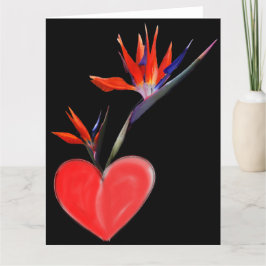 Carte Oiseaux du Paradis dans le Vase du Coeur