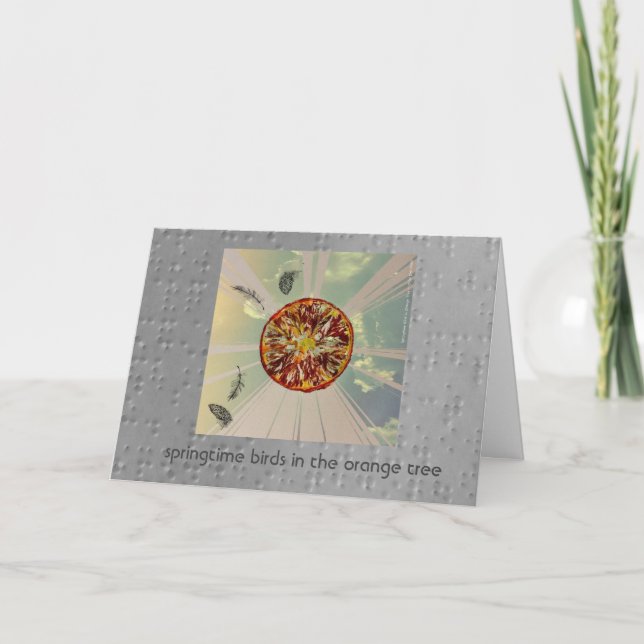 Carte oiseaux du printemps dans l'oranger (Devant)