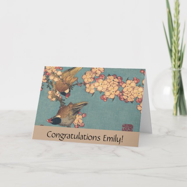 Carte Oiseaux Fleurs Hokusai Art Japonais (Devant)