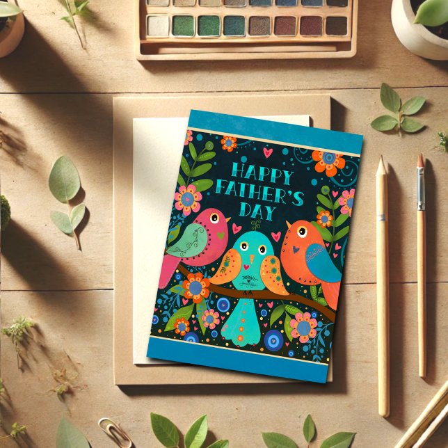 Carte Oiseaux mignons Fête des pères Inspirivité (Créateur téléchargé)