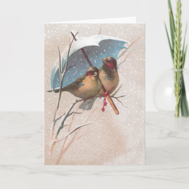 Carte Oiseaux sous le parapluie bleu (Devant)