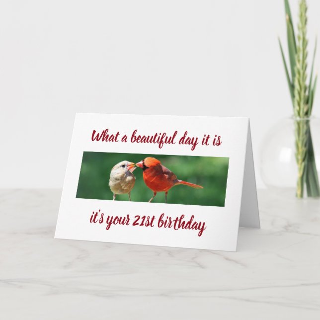 CARTE OISEAUX TWEETANT VOTRE **21E ANNIVERSAIRE SOUHAITS (Devant)