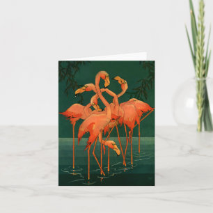Carte Oiseaux vintages d'animal sauvage, Flamants roses