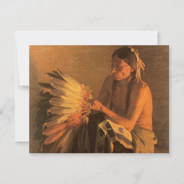 Carte Old War Bonnet par Joseph Henry Sharp (Devant)