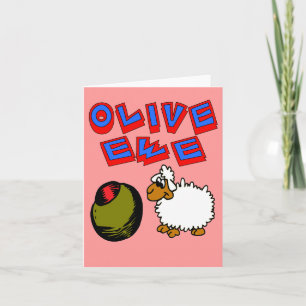 Carte Olive Ewe, I Love You, Caricature d'agneau, Valint