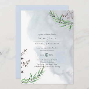 Carte Olive Feuille Mariage Dusty Blue Lemon
