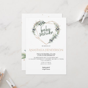 Carte Olive sprigs-Baby shower Invitation.