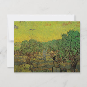 Carte Oliveraie avec personnages cueillant des olives, V