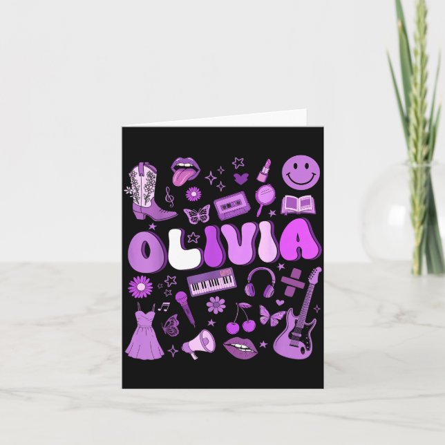 Carte Olivia First Name I Love Olivia Groovy 80's Girls  (Devant)
