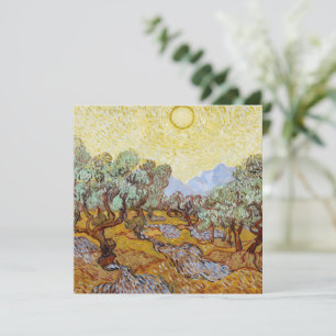 Carte Oliviers au ciel et au soleil jaunes
