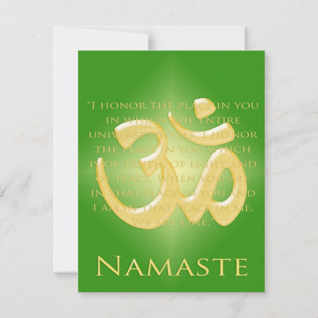 Carte Om en Vert & Or - Namaste (Devant)